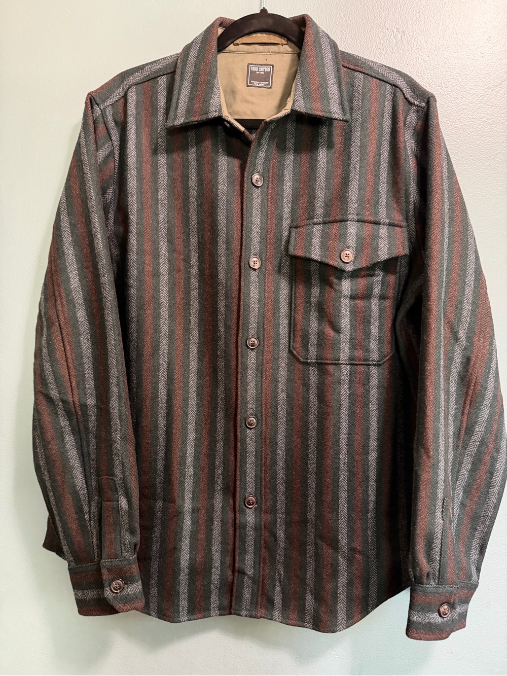 Todd Snyder Wool Plaid Striped Utility Shirt Jacket Men’s Medium $298 NEW - Picture 10 of 16
